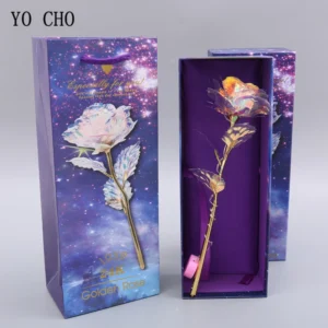 Rose Éternelle Galaxy Dorée 24K – Cadeau d’Amour Inoubliable